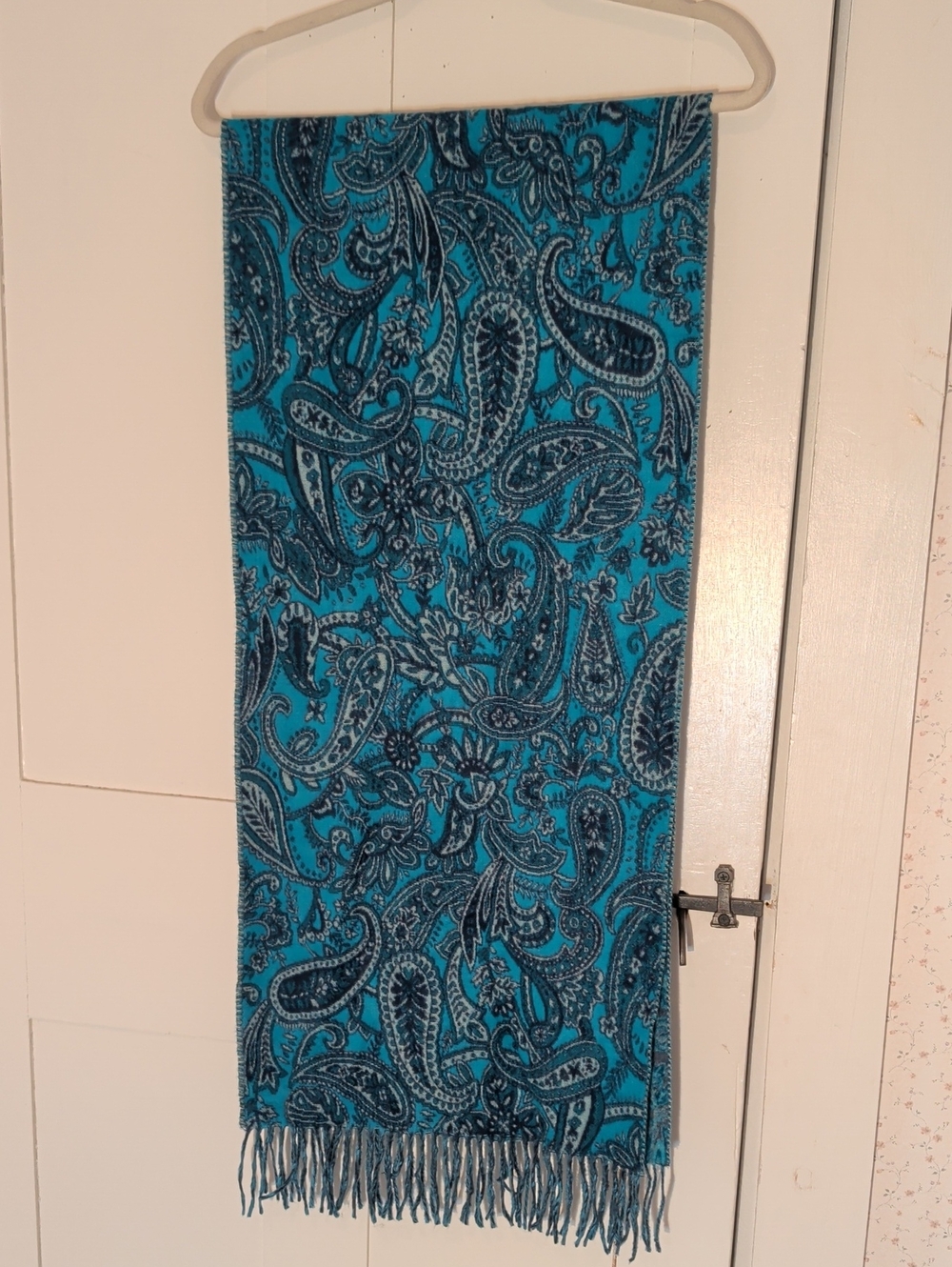 Cashmink Scarf Teal Paisley Pattern Scarf Soft Acrylic